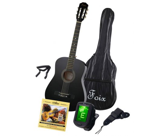 FOIX FCG-2038CAP-BK Классическая гитара+Аксессуары, цвет чёрный