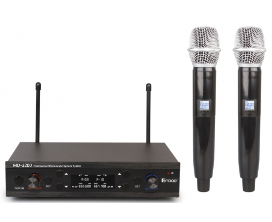 ENBAO MD-3200 ручной радиомикрофон UHF,состоящая из двух ручных микрофонов-передатчиков и приёмник