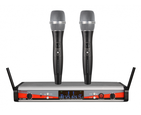 ENBAO EU-2880 UHF Радиосистема 2 микрофона. с защитой от помех, и подключаемая в высоком диапазоне частот