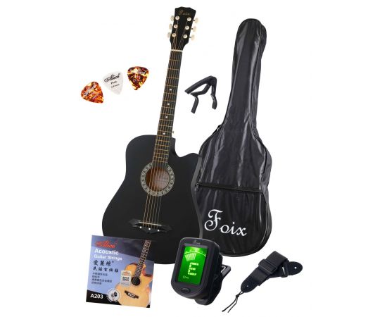 FOIX FFG-2038CAP-BK-MAT Акустическая гитара+Аксессуары, черная матовая