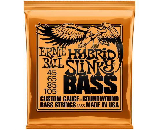 ​ERNIE BALL P02833 Hybrid Slinky Bass Комплект струн для бас-гитары, 45-105, никель