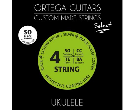 ORTEGA UKSBK-SO Select Комплект струн для укулеле сопрано, черный нейлон, с покрытием