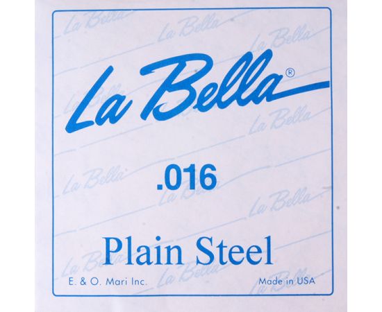 LA BELLA PS016 Отдельная стальная струна без оплетки диамером 0,016.
