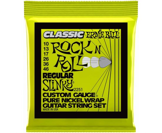 ERNIE BALL 2251 Classic Rock n Roll Pure Nickel Slinky Regular 10-46 Струны для электрогитары