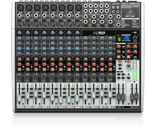 BEHRINGER X2222USB аналоговый микшер, 16 каналов, 8 мик. + 4 лин.стерео