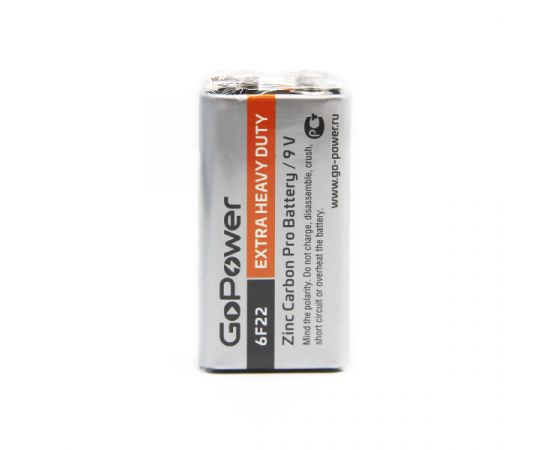 GOPOWER 00-00015598 Carbon Zinc PRO Элемент питания Крона 6F22 9В, солевой