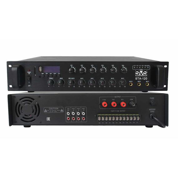 SVS Audiotechnik STA-120 Микшер-усилитель 6 зон, 70/100 В (4, 8, 16 Ом), усилитель мощности 120 Вт,