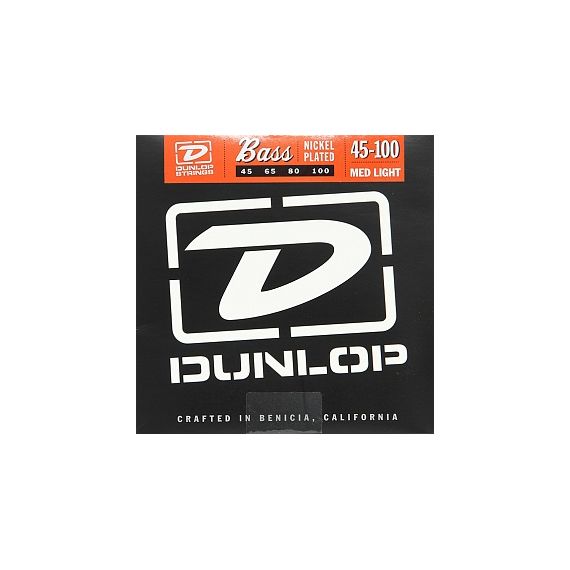 DUNLOP DBN45100 Комплект струн для бас-гитары, никелированные, Medium Light, 45-100