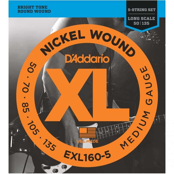 D'ADDARIO EXL160-5 Набор 5 струн для бас-гитары никель 050-135