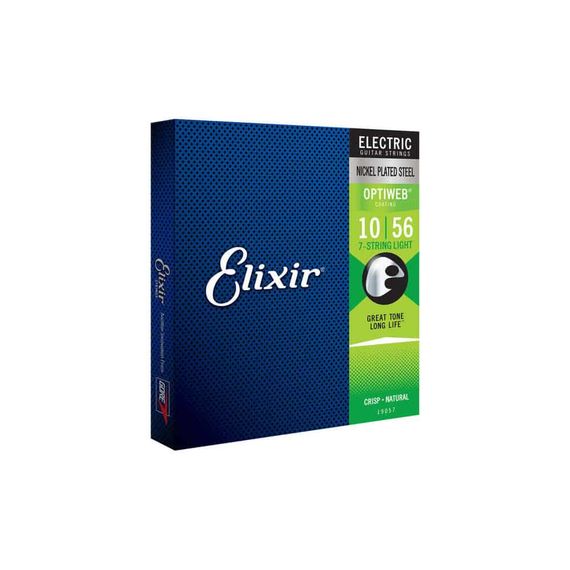 ELIXIR 19057 OPTIWEB Комплект струн для 7-струнной электрогитары, никелированная сталь, Light 10-56