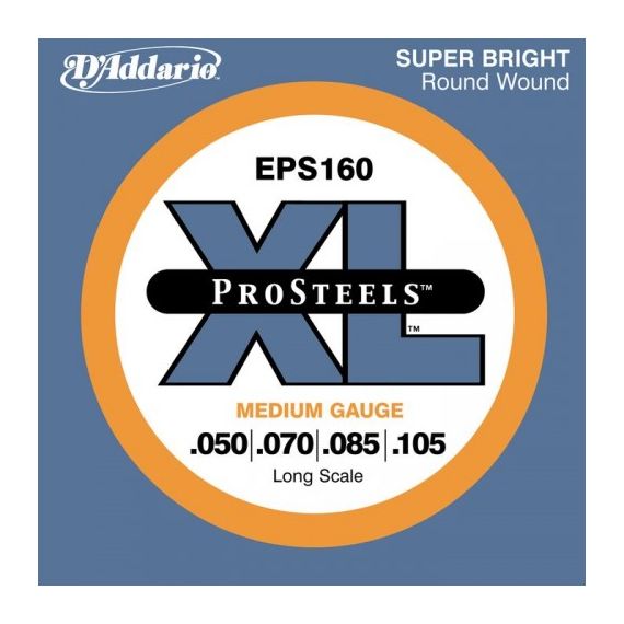 EPS160 ProSteels Комплект струн для бас-гитары, Medium, 50-105, Long Scale, D'Addario