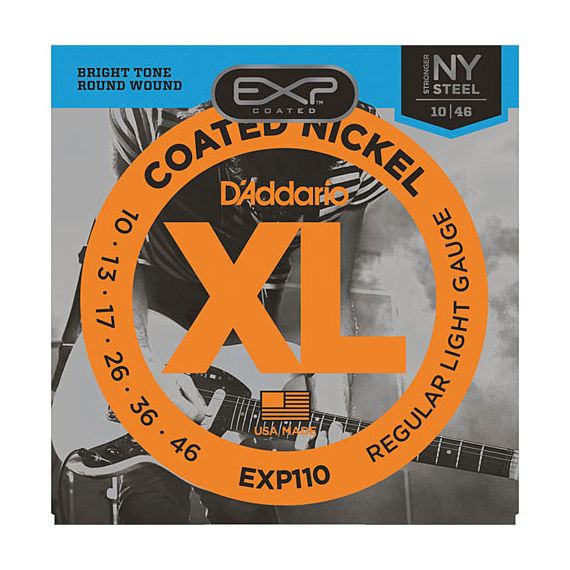 D'ADDARIO EXP110 COATED NICKEL Regular Light 10-46.Струны для электрогитары