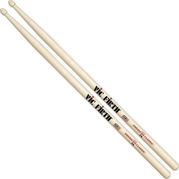 VIC FIRTH 7A Палочки барабанные 7A с деревянным наконечником, материал - гикори, длина 15 1/2`, диаметр 0,540`, серия American Classic