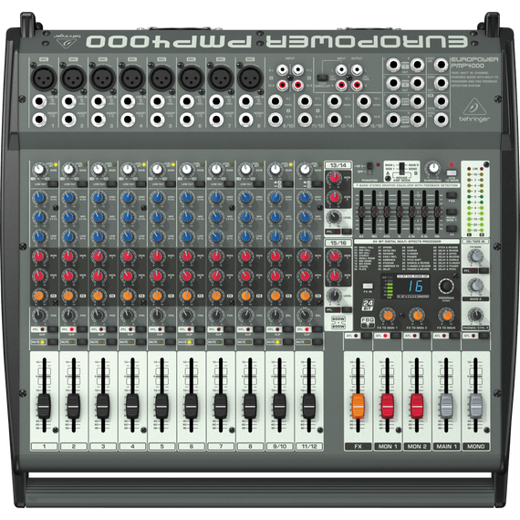 BEHRINGER PMP4000-EU Пульт микшерный, 16 каналов, со встроенным усилителем мощности, мастер-эквалайз