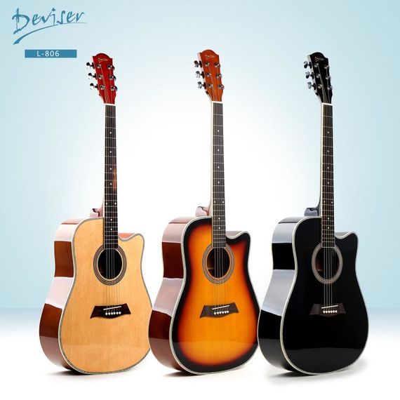 DEVISER L-806 BK Гитара акустическая с вырезом, верхняя дека ель, обечайка и нижняя дека тополь, гри