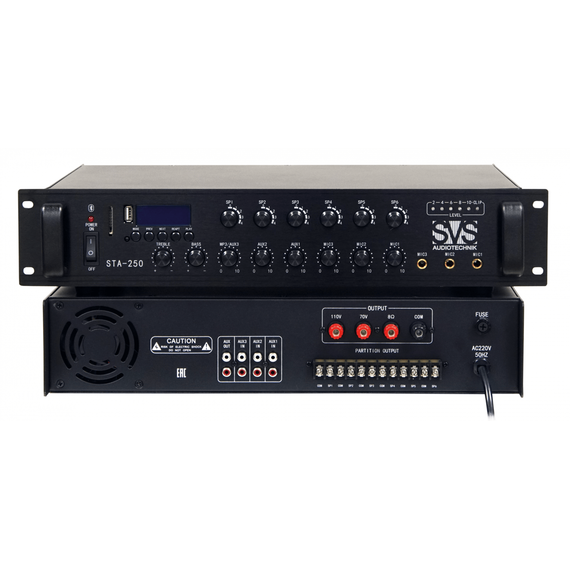 SVS Audiotechnik STA-250 Микшер-усилитель 6 зон, 70/100 В (4, 8, 16 Ом), усилитель мощности 250 Вт,