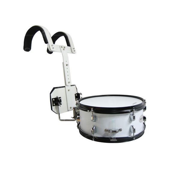 AP PERCUSSION MP-1455 Маршевый барабан малый 14"х5,5" белый, черная фурнитура с держателем, палочки