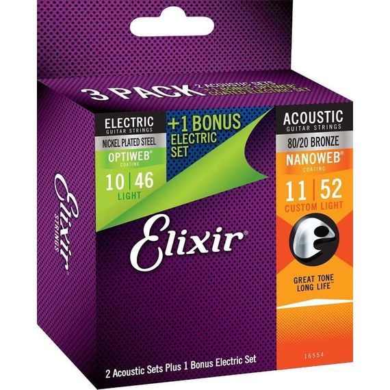 ELIXIR 16554/1 OPTIWEB набор 6 струн для гитары Электро,10-46,Калибр струн: 010 - 013 - 017 - 026