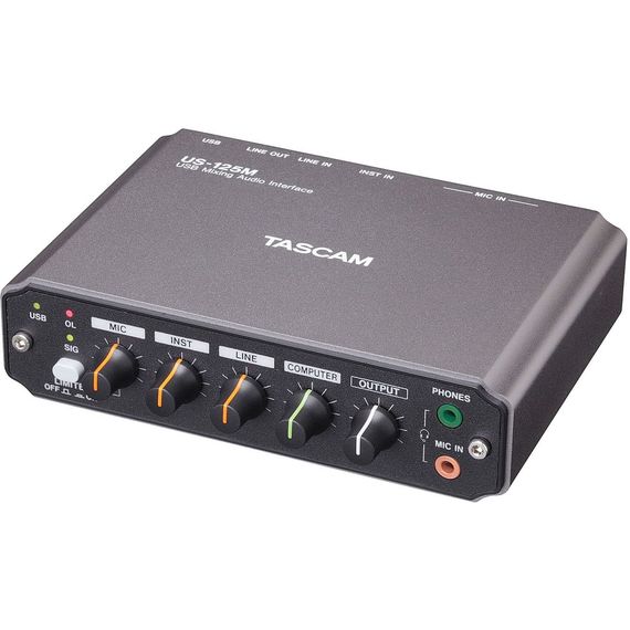 TASCAM US-125M 2.0 USB-аудио А042177 интерфейс, 2  входа - 2 выхода, XLR микрофонный вход, гитарный