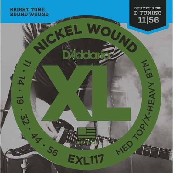 D'ADDARIO EXL117 XL NICKEL WOUND Струны для электрогитары Meduim Top/Extra Heavy Bottom 11-56