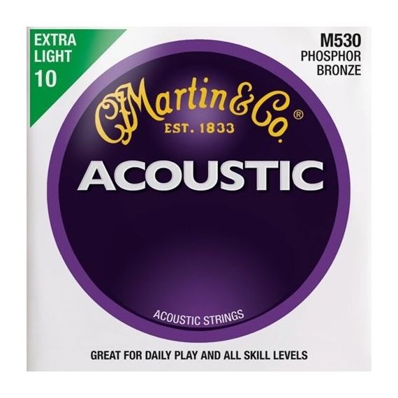 MARTIN M530 калибр 10-47 Струны для акустической гитары, фосфор/бронза, Extra Light,