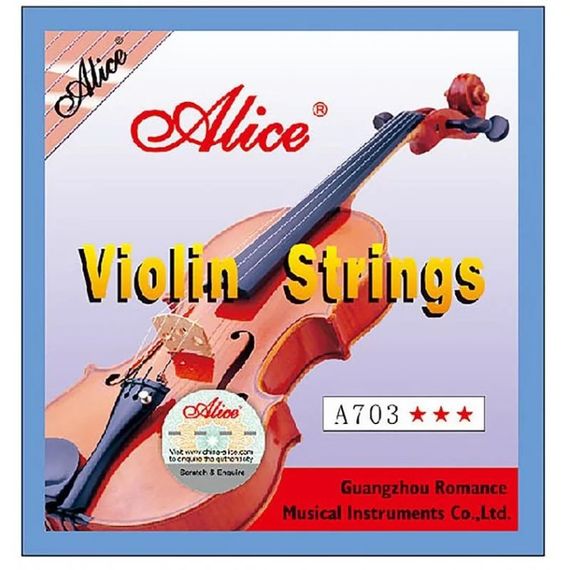 ALICE A703 Комплект струн для скрипки, никель,E/Ми: нержавеющая сталь. A/Ля: основа — сталь, оплетка — нейзильбер. D/Ре: основа — сталь, оплетка — нейзильбер. G/Соль: основа — сталь, оплетка — нейзильбер. Никелированные шарики на концах струн. Для скрипок