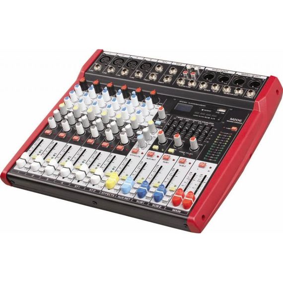 B&G M206 Пульт микшерный, 4 моно, 2 стерео, USB/SD MP3 плеер, процессор эффектов, 7 полосный эквалайзер