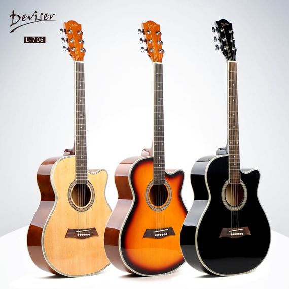 DEVISER L-706 BK Гитара акустическая с вырезом, верхняя дека ель,