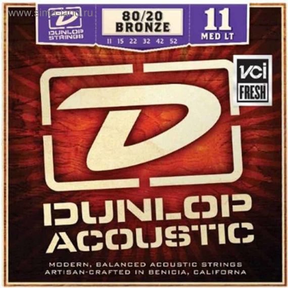 DUNLOP DAB1152 Комплект струн для акустической гитары, бронза 80/20, Medium Light, 11-52
