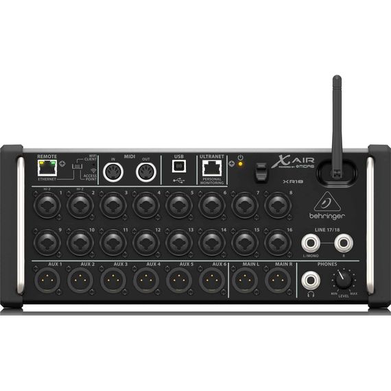 BEHRINGER XR18 цифровой микшер, 16 мик Midas XLR, Main L/R XLR, Aux 1-6 XLR, 18 кан/4FX/6BUS, ETHERNET,WiFi, USB-18/18кан. ULTRANET