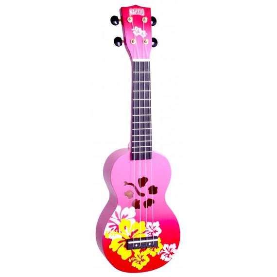 MAHALO MD1HBRDB Укулеле сопрано с чехлом, струны Aquila, цвет Red Burst, серия Hibiscus