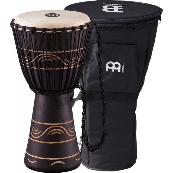 MEINL ADJ4-M+BAG Джембе 10" деревянный, серия Moon Rythm, с сумкой, цвет черный, ручной орнамент