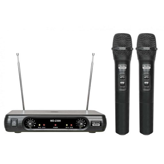 XLINE MD-2300 Радиосистема двухканальная c двумя ручными передатчиками, фикс. частоты VHF 200-290 мГ