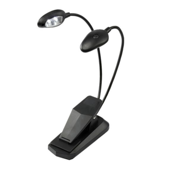 AROMA FL-9025BL Подсветка для пюпитра, 2х2 светодиода, крепление-прищепка, гибкие держатели,  батаре