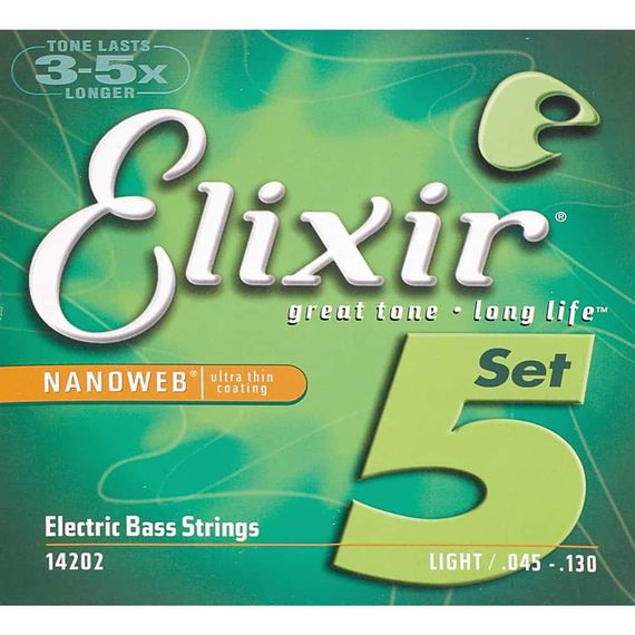 ELIXIR 14202 Набор 5 струн для гитары Бас, NanoWeb, Medium 045-130