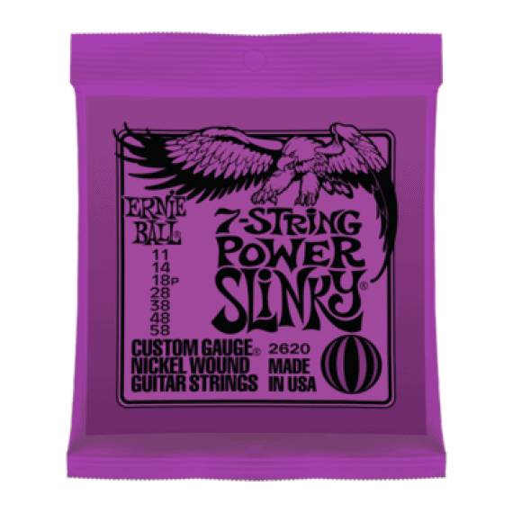 ERNIE BALL 2620 струны для 7стр. эл.гитары Nickel Wound Power Slinky 7 (11-14-18p-28-38-48-58)