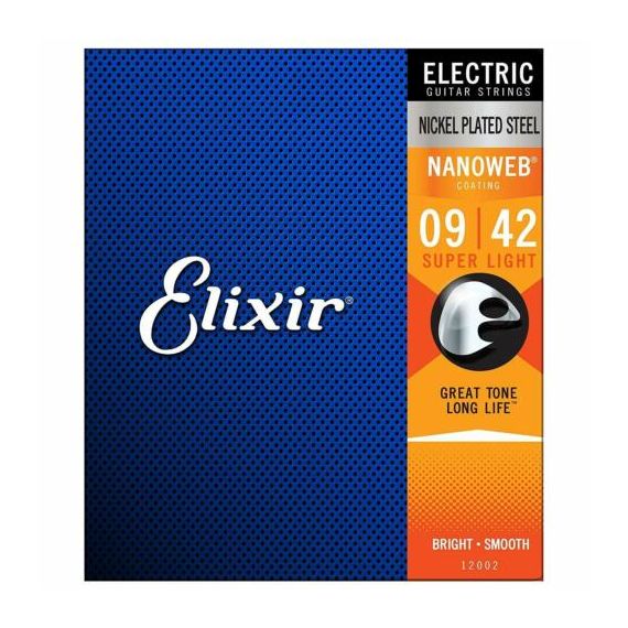 ELIXIR 12002 NANOWEB струны для электрогитары Anti Rust NanoWeb Super Light (009-011-016-024-032-042) 12002