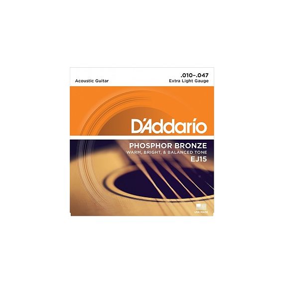 EJ15 PHOSPHOR BRONZE Струны для акустической гитары фосфорная бронза Extra Light 10-47 D`Addario