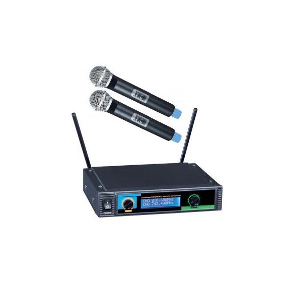 B&G IU-258 Радиосистема вокальная, UHF 600-870MHz, фиксированная частота, Led дисплей, 2 ручных микрофона