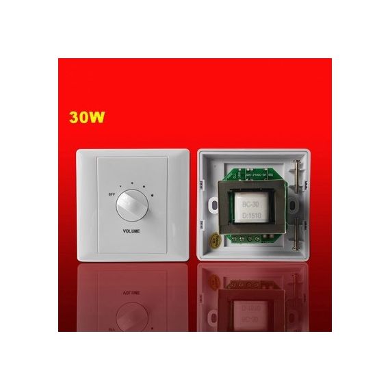 MEGAVOX TC-30 Аттенюатор, трансформатор, 30 Вт, 70/100 В, 5 положений, врезной монтаж, 86х86х40 мм,