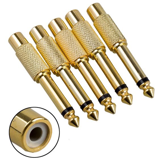 AVC LINK AVC-6339G ПЕРЕХОДНИК, ГНЕЗДО RCA НА МОНО ДЖЕК 6,3 ММ металл.золотистый
