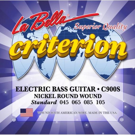 LA BELLA C900S Criterion Standart 45-105.Комплект струн для 4-струнной бас-гитары. Многослойная круг