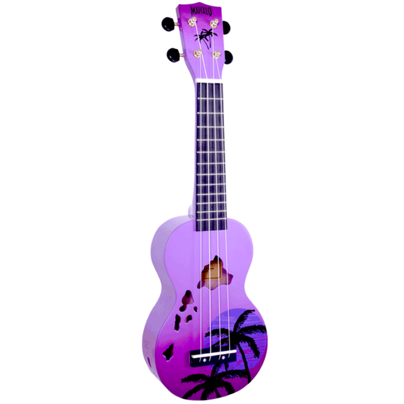 MAHALO MD1HAPPB Укулеле сопрано с чехлом, струны Aquila, цвет Purple Burst, серия Hawaii