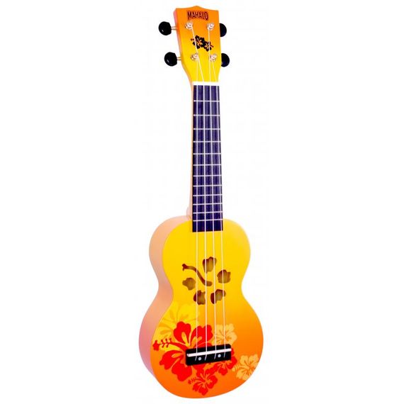 MAHALO MD1HBORB Укулеле сопрано с чехлом, струны Aquila, цвет Orange Burst, серия Hibiscus