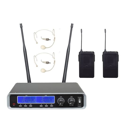 B&G IU-208G Радиосистема вокальная, UHF 500-980MHz, PPL 2000 переключаемых частот, Led дисплей,  2 головных микрофона