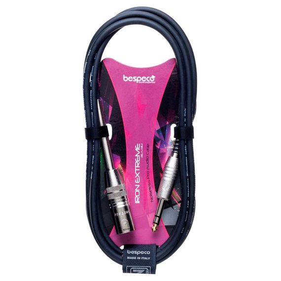 BESPECO IROMS900P Кабель готовый микрофонный XLR3MXM- JACK 6.3 stereo (SS50), кабель CVP100S, 9м