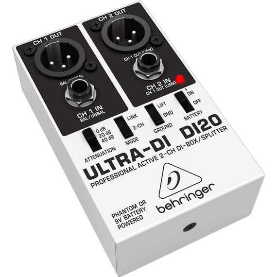 BEHRINGER DI20 DI-box, профессиональный активный 2-х канальный директ бокс / сплитер,