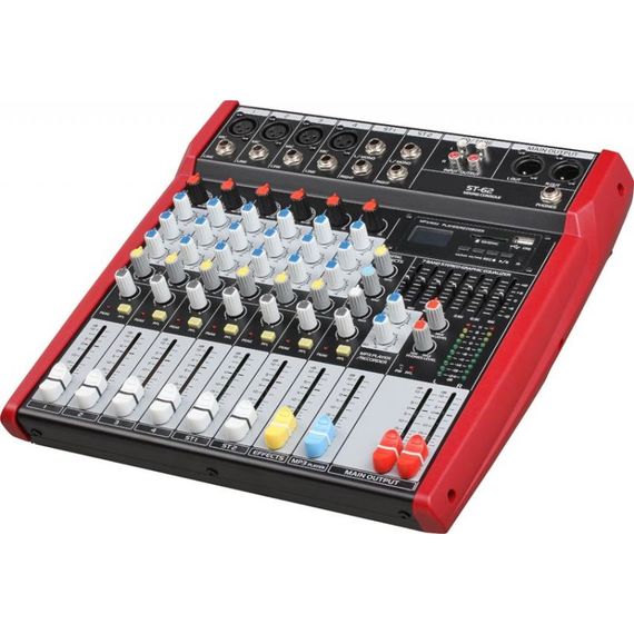 B&G ST-62 Пульт микшерный, 4 моно, 2 стерео, USB/SD MP3 плеер, процессор эфектов, 7 полосный эквалайзер