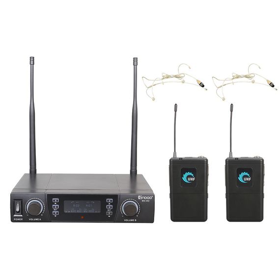 ENBAO MD-302 B Радиосистема UHF, изменяемая частота, 2 головные гарнитуры на базе, 470-980 MHz