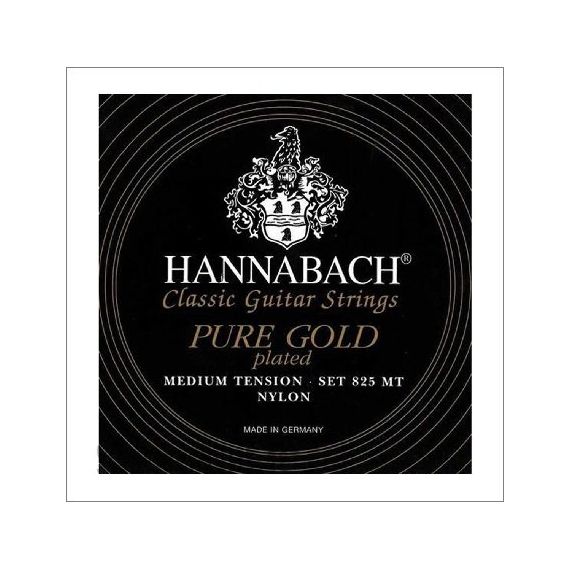 HANNABACH 825MT Black PURE GOLD Струны для классической гитары среднего натяжения. 1, 2, 3 струны